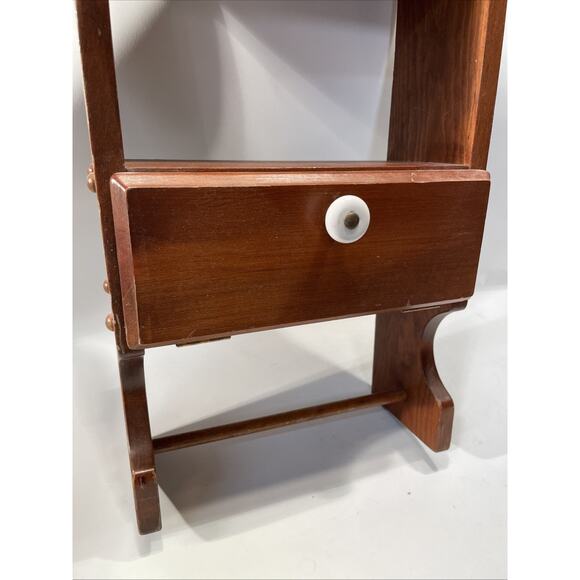 Vintage Rustic Farmhouse Primitive Pine Wood CD Book Shelf Display Curio Etagere - Picture 2 of 16